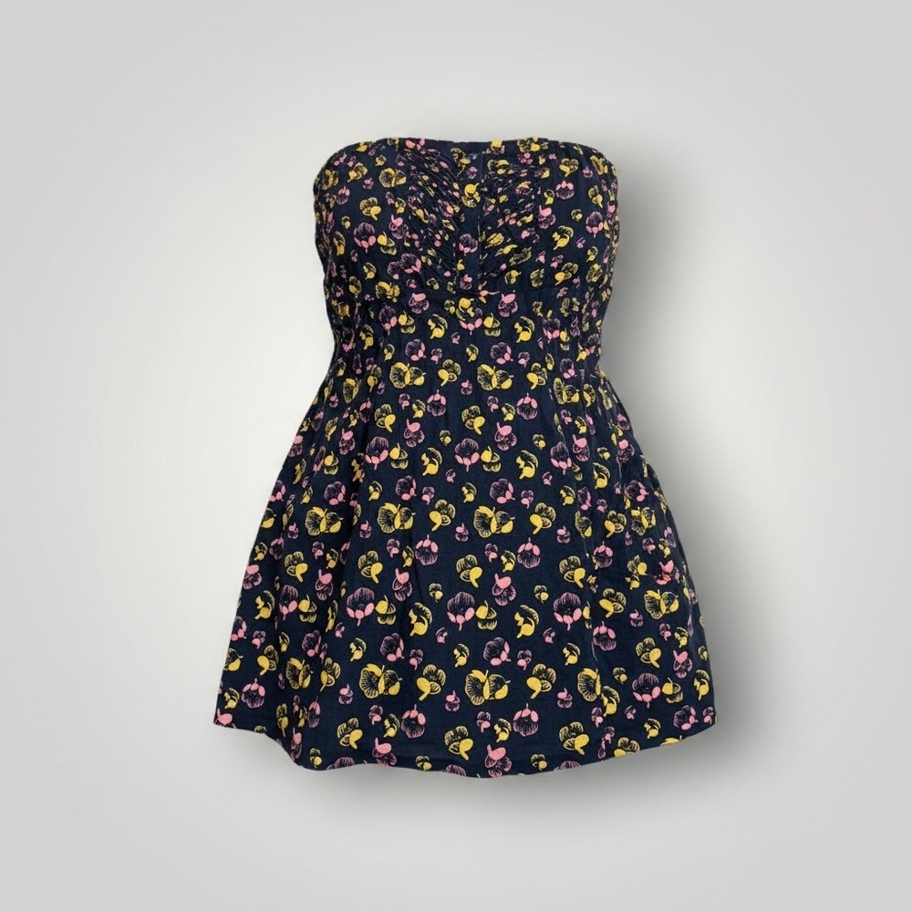 Kimchi Blue Strapless Mini Dress Women Small Blue Floral Smocked Indie Coquette